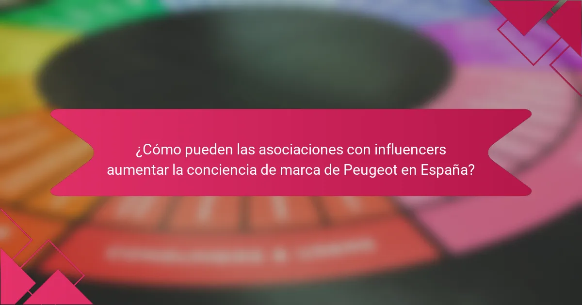 ¿Cómo pueden las asociaciones con influencers aumentar la conciencia de marca de Peugeot en España?