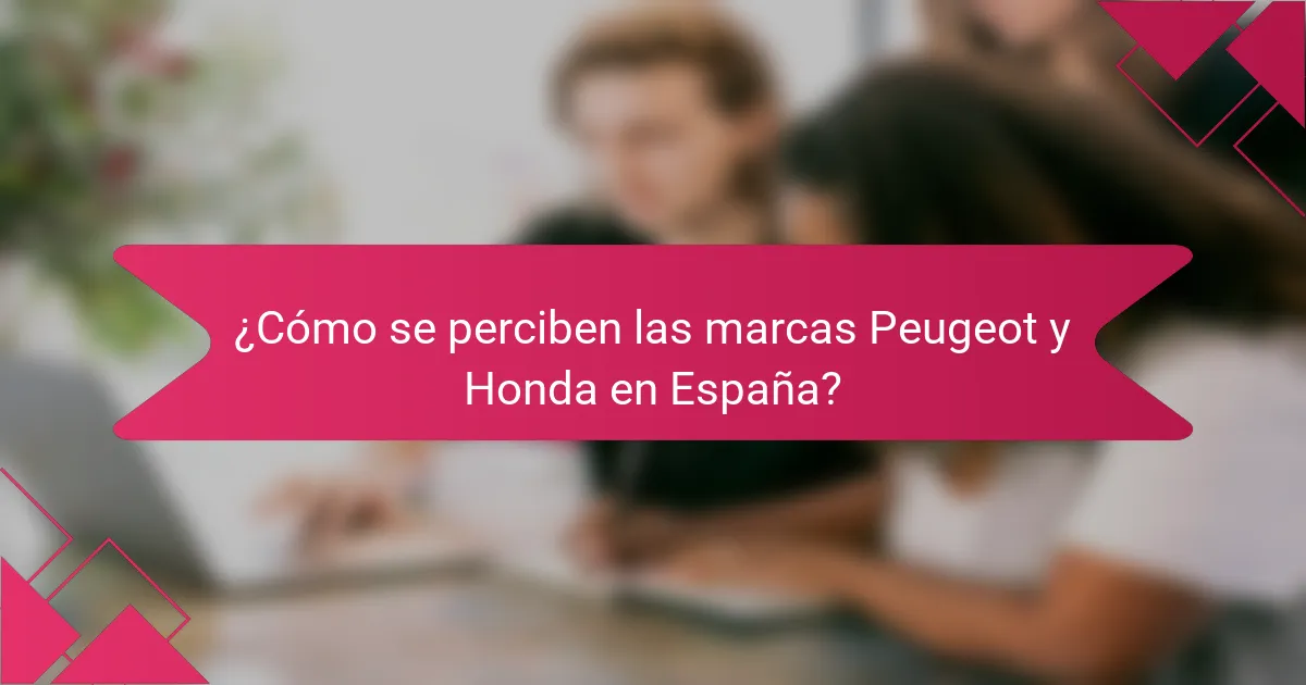 ¿Cómo se perciben las marcas Peugeot y Honda en España?